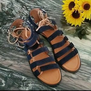 Frye Blair Side Lace Up Ghillie Sandals in…